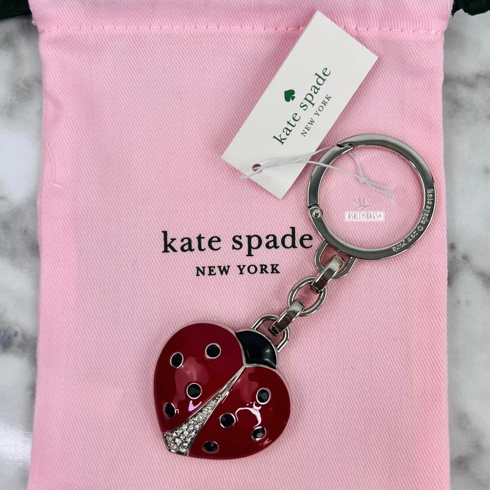 Kate Spade Ladybug Heart Rhinestone Keychain Charm